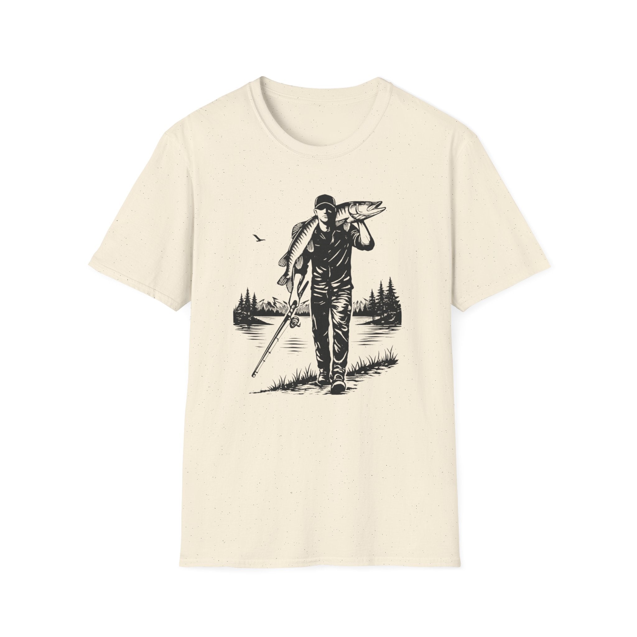 Angler Carrying Big Musky Outdoor Tee T-shirt