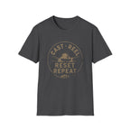 "Cast · Reel · Reset · Repeat" Fishing T-shirt