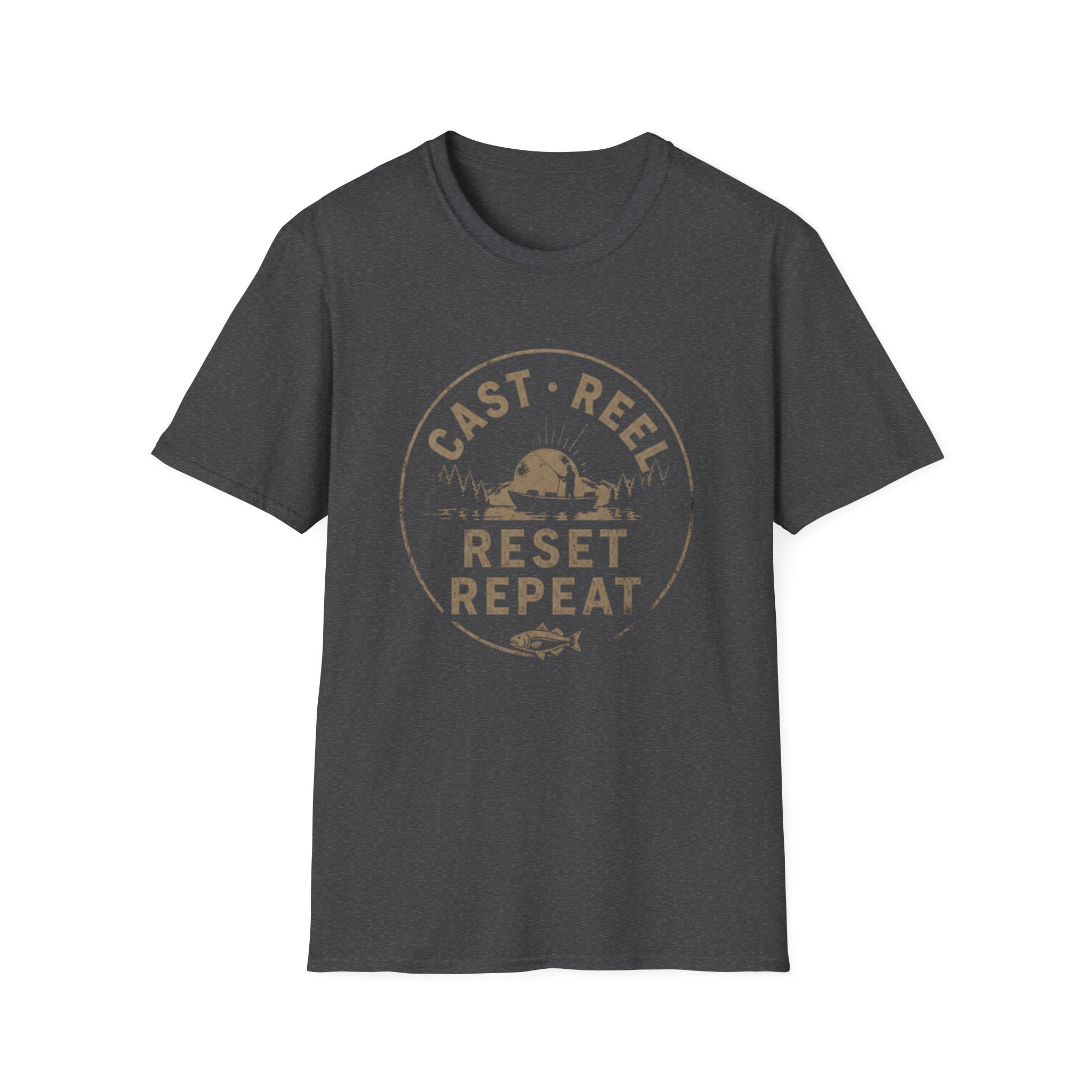 "Cast · Reel · Reset · Repeat" Fishing T-shirt