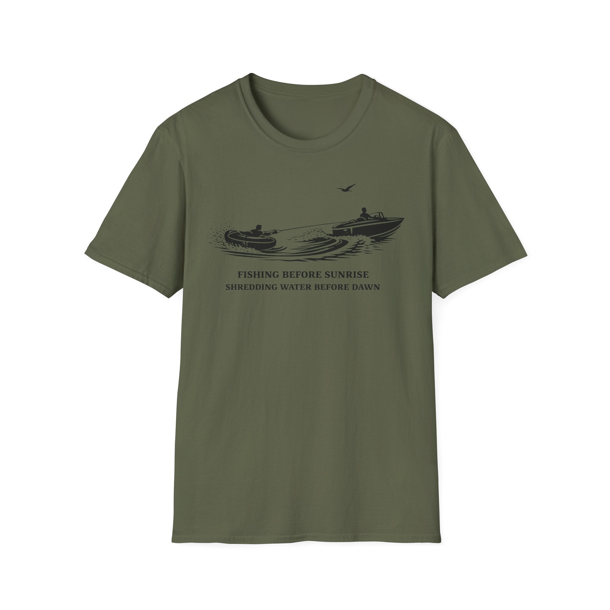 "Fishing Before Sunrise, Shielding Water Before Dawn" T-shirt