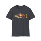 Bass Silhouette with Mountain Lake Scene T-shirt