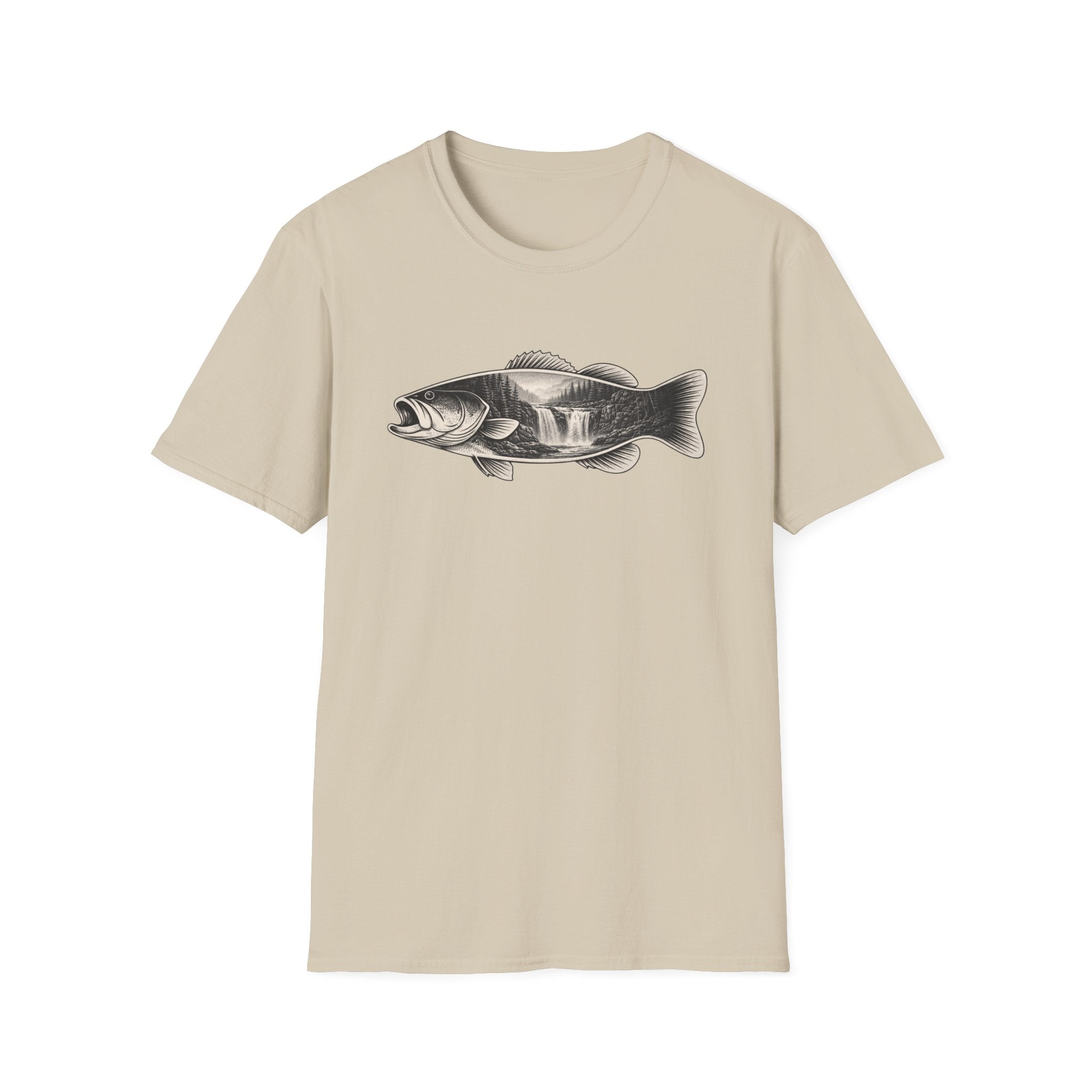 Bass Fish, waterfalls Graphic T-Shirt