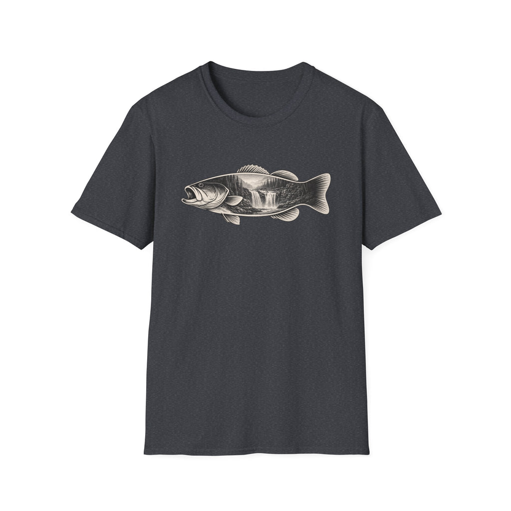 Bass Fish, waterfalls Graphic T-Shirt