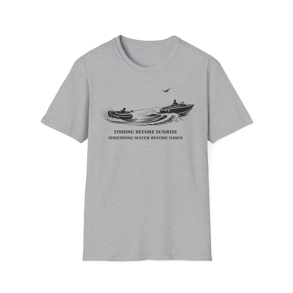 "Fishing Before Sunrise, Shielding Water Before Dawn" T-shirt