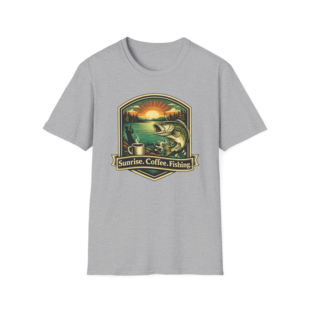 Sunrise, Coffee, Fishing, T-Shirt