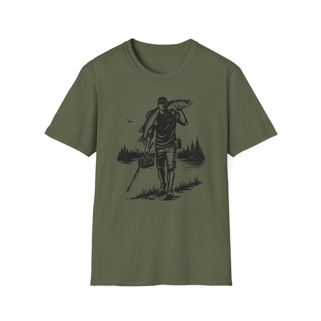 Angler caring Musky Silhouette Design T-shirt
