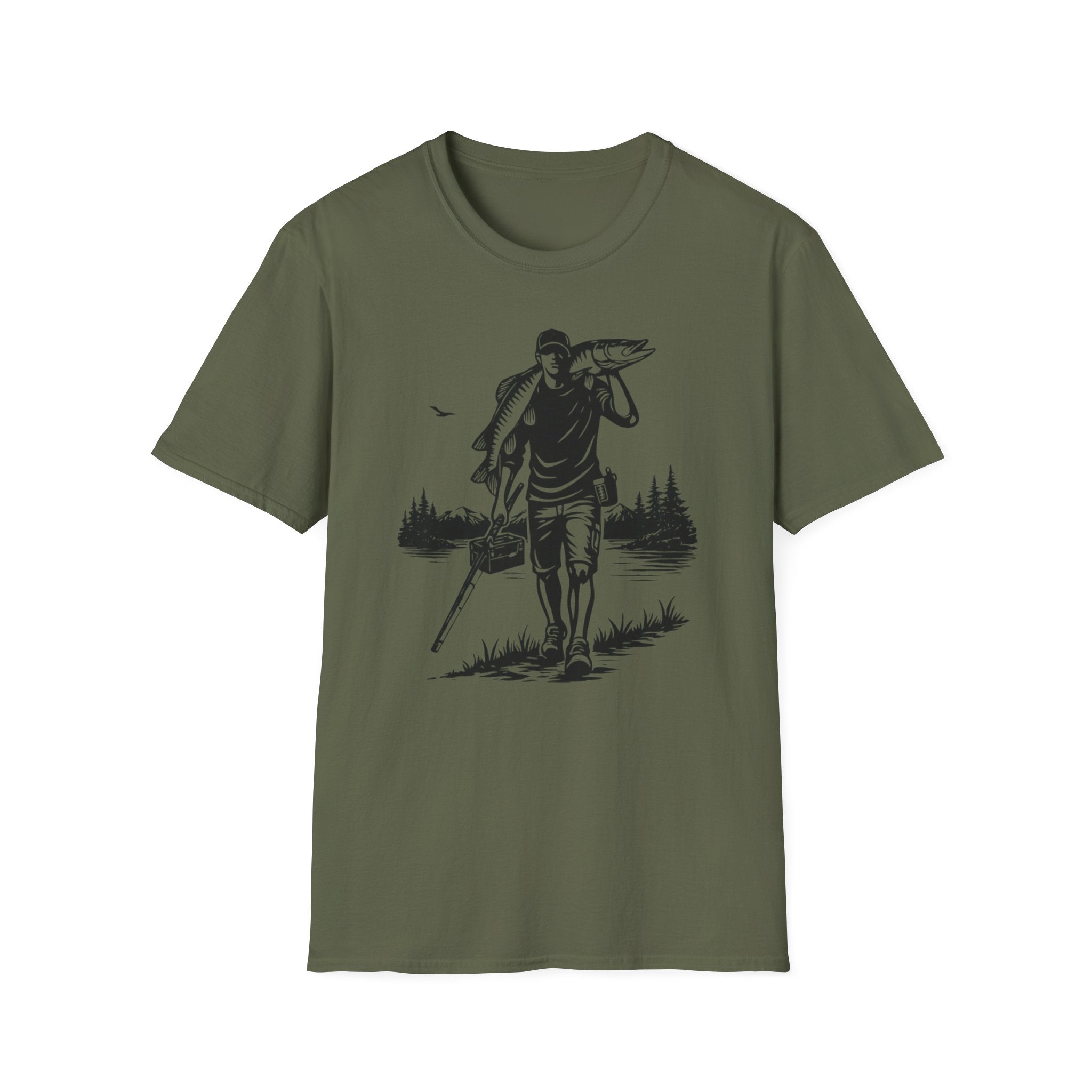 Angler caring Musky Silhouette Design T-shirt