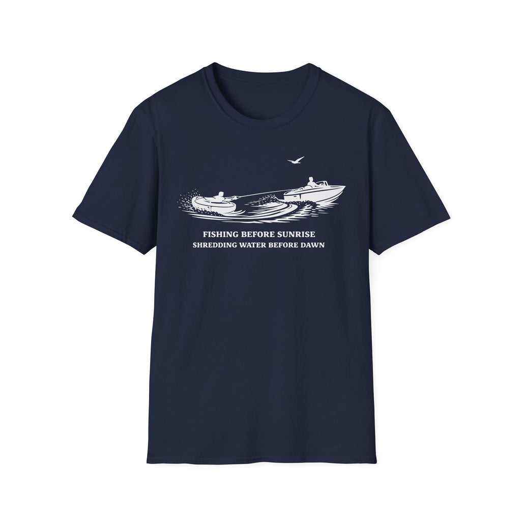 "Fishing Before Sunrise, Shielding Water Before Dawn" T-shirt