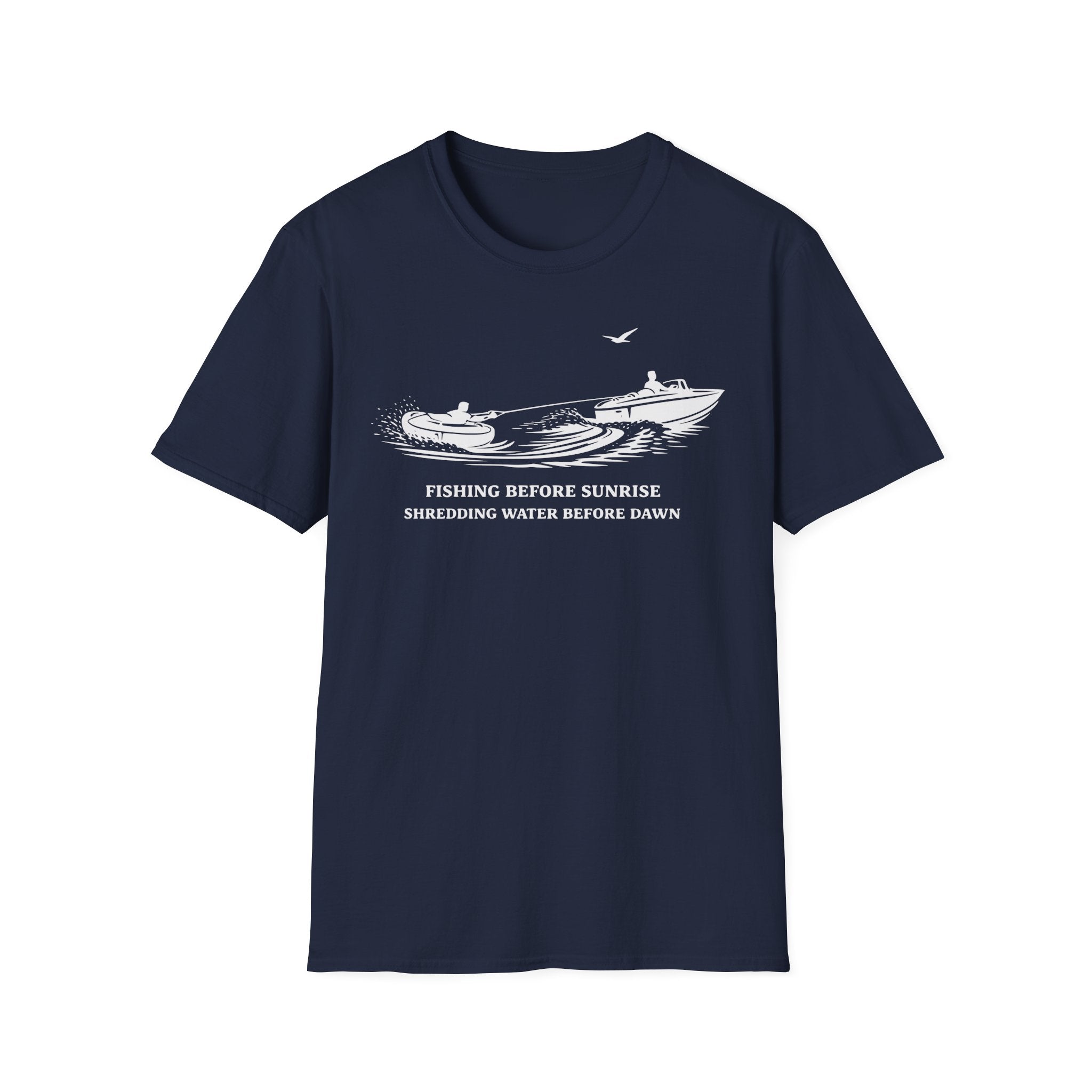 "Fishing Before Sunrise, Shielding Water Before Dawn" T-shirt