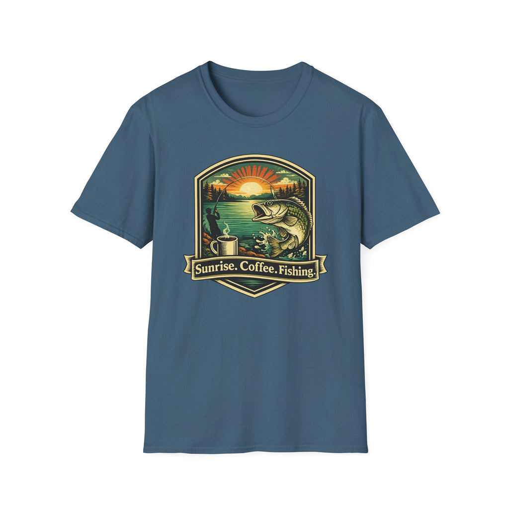 Sunrise, Coffee, Fishing, T-Shirt