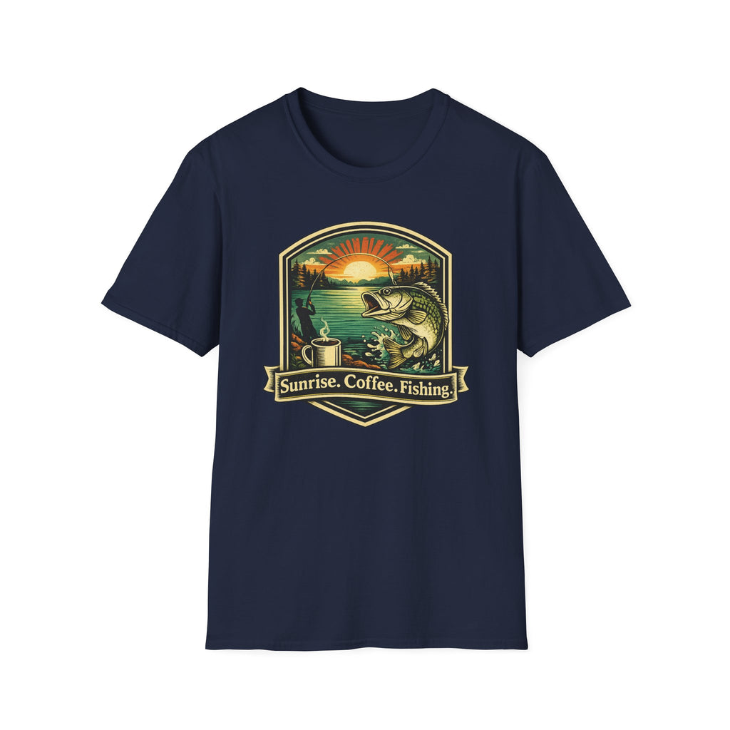 Sunrise, Coffee, Fishing, T-Shirt