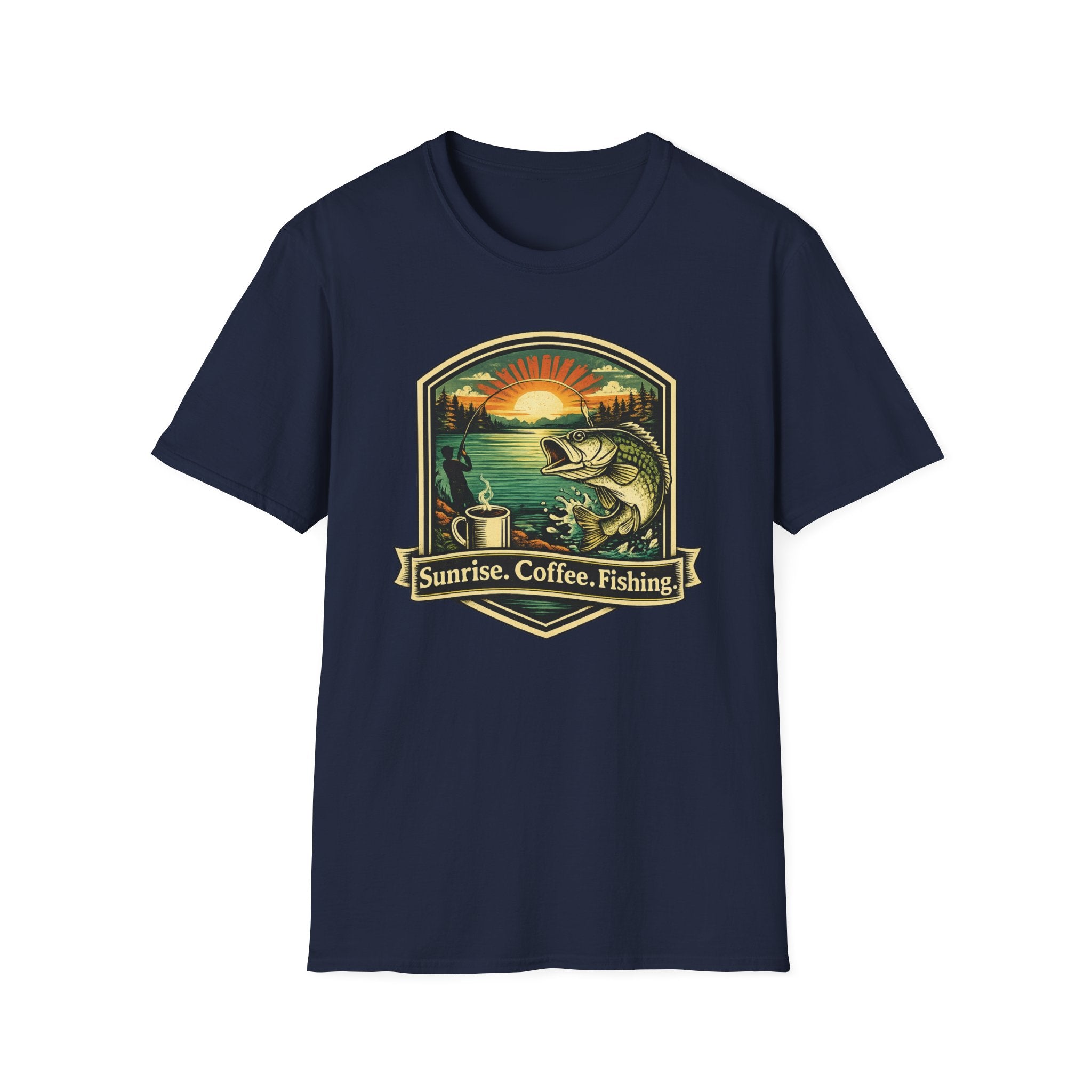 Sunrise, Coffee, Fishing, T-Shirt