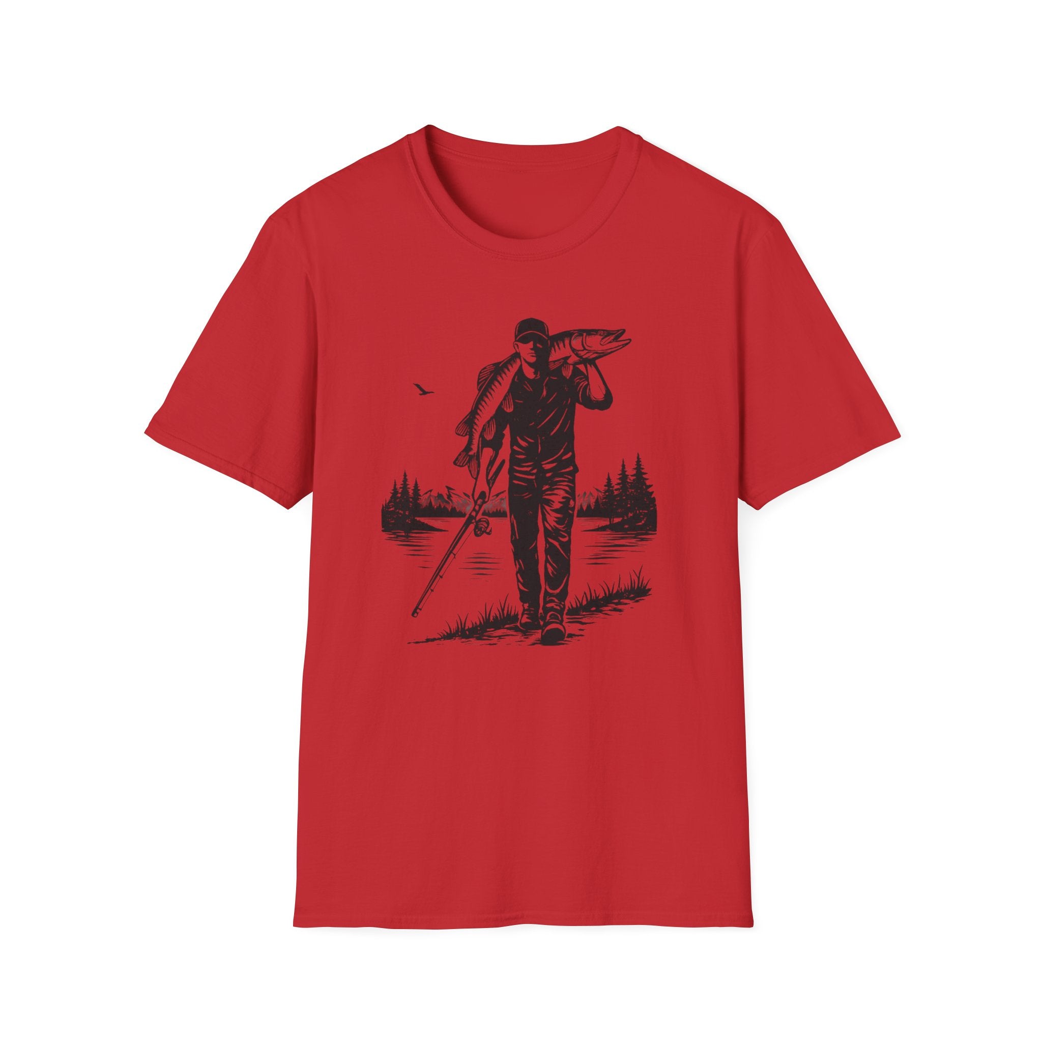 Angler Carrying Big Musky Outdoor Tee T-shirt